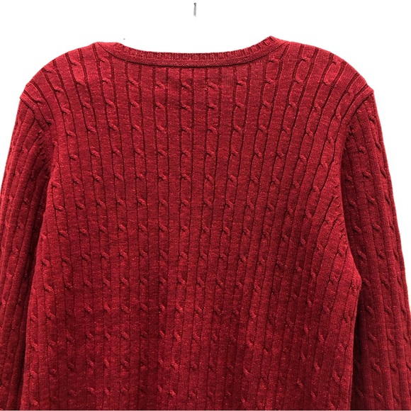 Croft & Barrow Women's Size L Red Sequined Scoop Neck Long Sleeve Knit Sweater - Picture 5 of 8